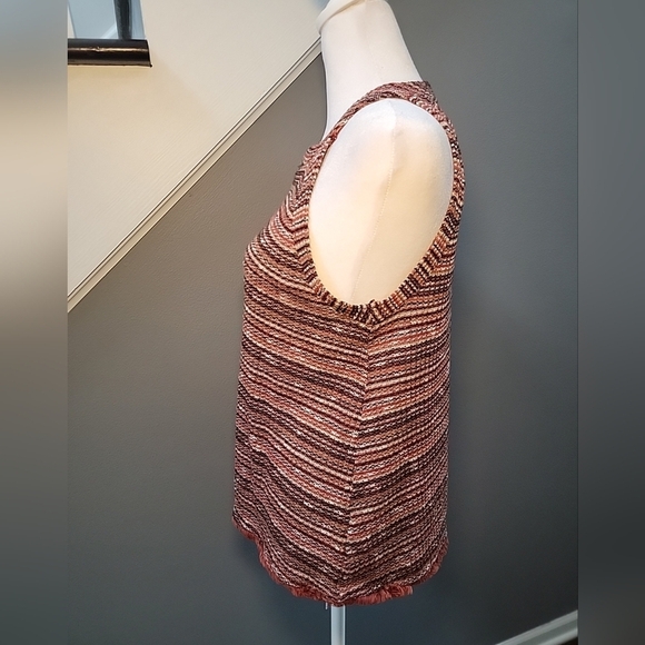 Anthropologie W5 tweed knit brown/rust frayed hem halter top size Med - Picture 2 of 5